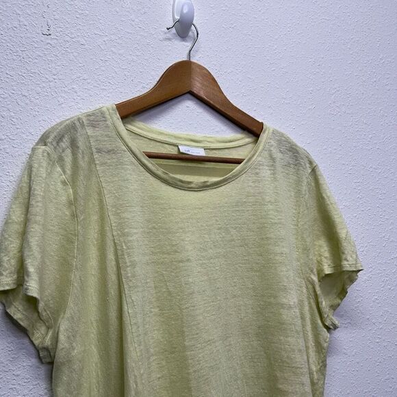 J. Jill Yellow Crew Neck Short Sleeve Tie Front Love Linen Top Women's Size XL - Picture 5 of 12